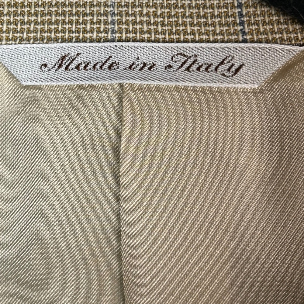 Canali Sport Coat Mens US 48R IT 58R Tan Windowpane Lightweight Wool Italy - Picture 12 of 15